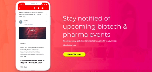 Racolta: Stay up to date on Pharma/Biotech Events